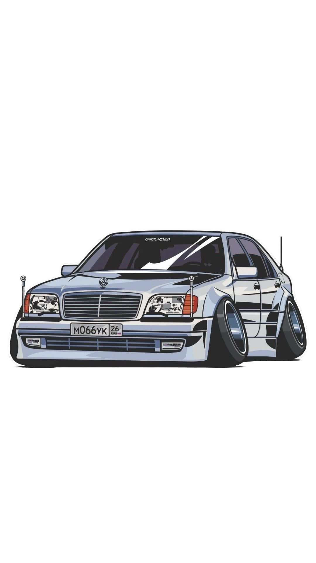 Stanced Mercedes W202 Slap Sticker